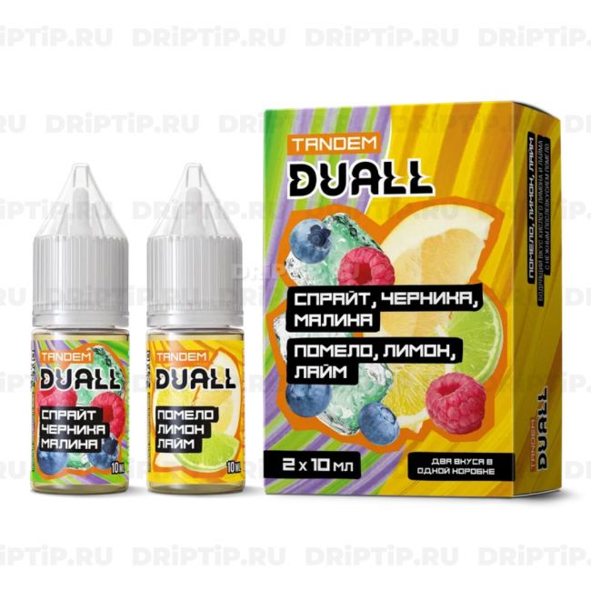 Жидкость Duall Tandem Salt - Спрайт Черника Малина и Помело Лимон Лайм Жидкость Duall Tandem Salt - Спрайт Черника Малина и Помело Лимон Лайм
